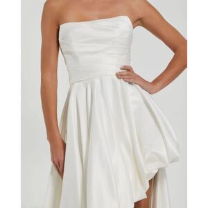 Mac Duggal 11685 Womens Size 6 White Satin Strapless Ruched High Low Gown Dress